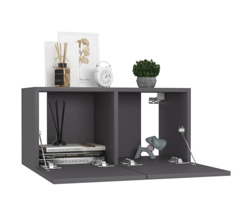 vidaXL Juego de mueble para TV de 4 piezas madera de ingeniería gris