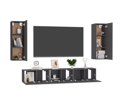 Set de muebles de salón 5 piezas madera ingeniería gris