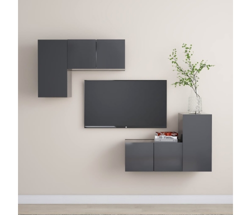 Set de muebles de salón 4 piezas madera ingeniería gris