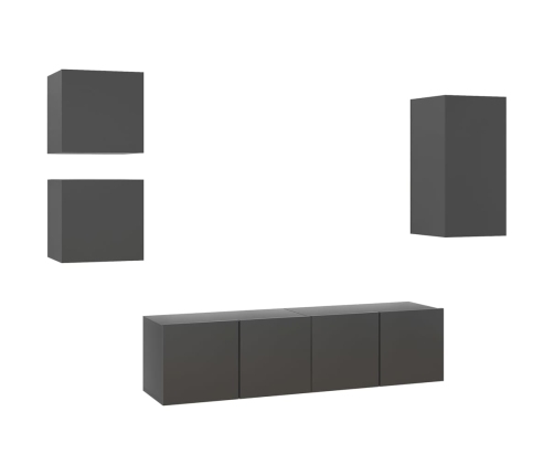 Set de muebles de salón 5 piezas madera ingeniería gris