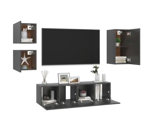 Set de muebles de salón 5 piezas madera ingeniería gris