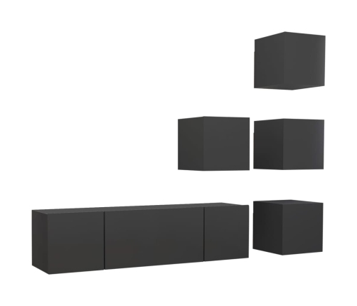 Set de muebles de salón 6 piezas madera ingeniería gris