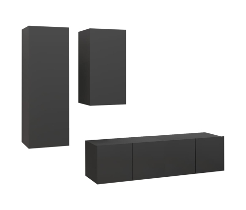 Set de muebles de salón 4 piezas madera ingeniería gris