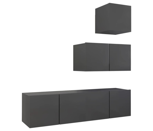 Set de muebles de salón 4 piezas madera ingeniería gris