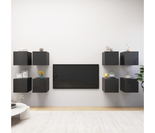 vidaXL Muebles de pared para TV 8 uds gris 30,5x30x30 cm