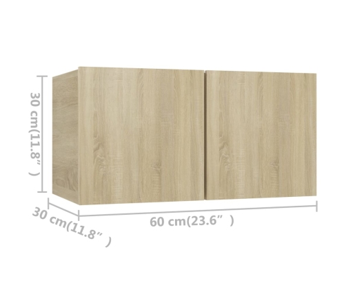 vidaXL Muebles de pared de TV 4 pzas aglomerado color roble Sonoma