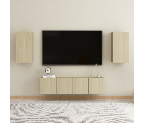 vidaXL Muebles de pared de TV 4 pzas aglomerado color roble Sonoma