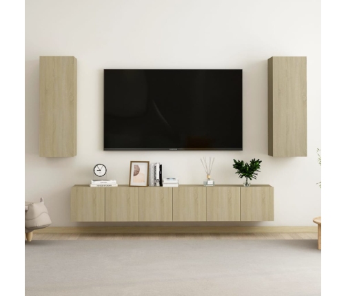 vidaXL Set de muebles salón TV 5 pzas madera ingeniería roble Sonoma