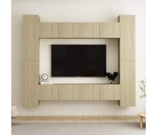 Set de muebles salón TV 8 pzas madera ingeniería roble Sonoma