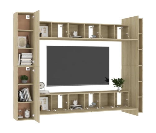 Set de muebles salón TV 10 pzas madera ingeniería roble Sonoma