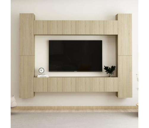 Set de muebles salón TV 10 pzas madera ingeniería roble Sonoma