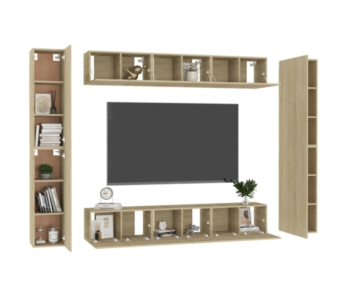 vidaXL Set de muebles salón TV 10 pzas madera ingeniería roble Sonoma