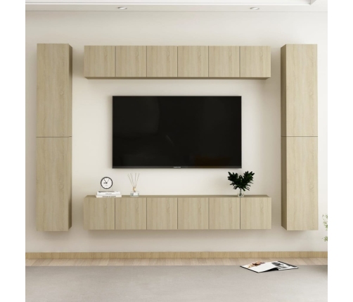 vidaXL Set de muebles salón TV 10 pzas madera ingeniería roble Sonoma