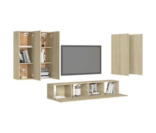 vidaXL Set de muebles salón TV 6 pzas madera ingeniería roble Sonoma