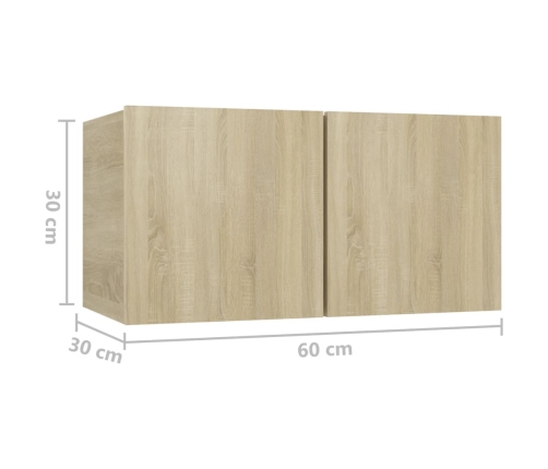 Muebles de pared de TV 8 pzas aglomerado color roble Sonoma