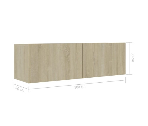 Muebles de pared de TV 8 pzas aglomerado color roble Sonoma