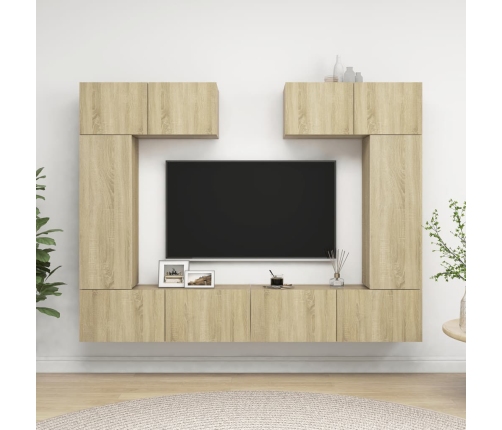 vidaXL Set muebles de salón TV 6 pzas madera ingeniería roble Sonoma