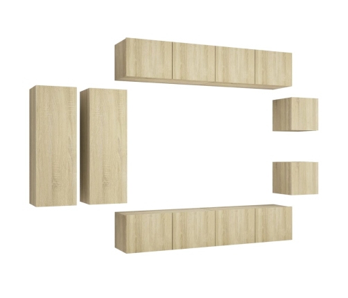 vidaXL Set de muebles salón TV 8 pzas madera ingeniería roble Sonoma