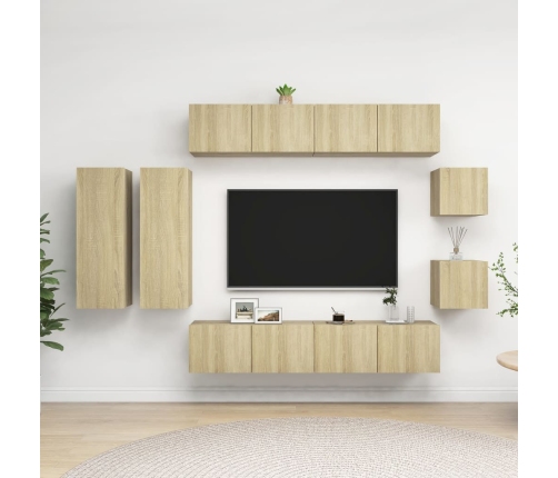 vidaXL Set de muebles salón TV 8 pzas madera ingeniería roble Sonoma