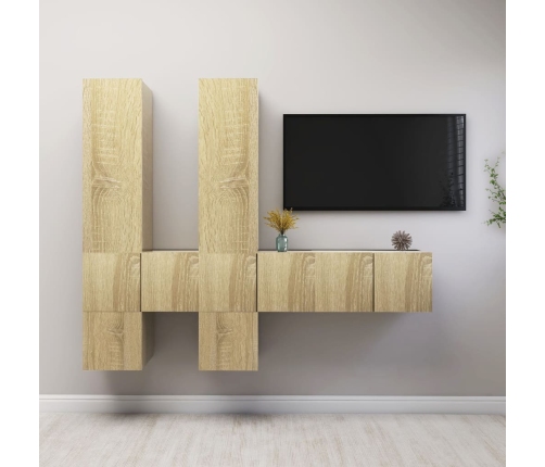 Muebles de pared de TV 7 pzas aglomerado color roble Sonoma