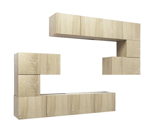 Set de muebles para TV 8 pzas madera contrachapada roble Sonoma