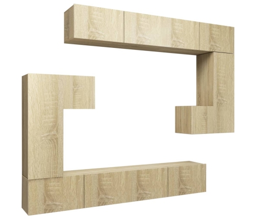 Set de muebles para TV 8 pzas madera contrachapada roble Sonoma