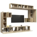 Set de muebles para TV 8 pzas madera contrachapada roble Sonoma