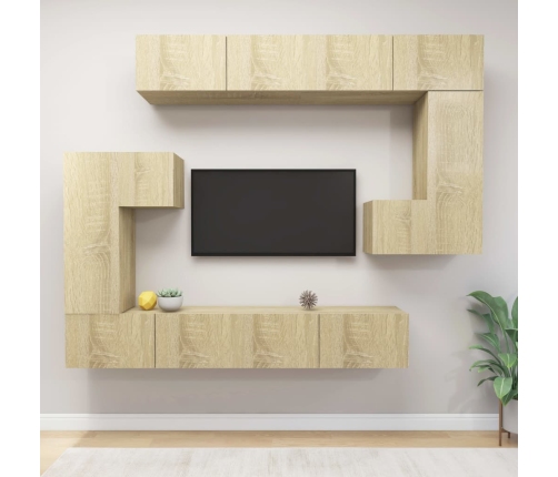 Set de muebles para TV 8 pzas madera contrachapada roble Sonoma