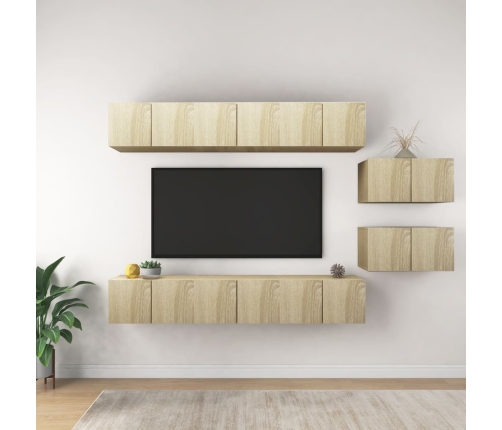 Set de muebles salón TV 8 pzas madera ingeniería roble Sonoma