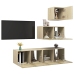 vidaXL Set muebles de salón TV 4 piezas madera ingeniería roble Sonoma