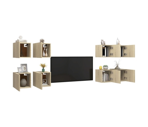 Muebles de pared para TV 8 uds color roble Sonoma 30,5x30x30cm