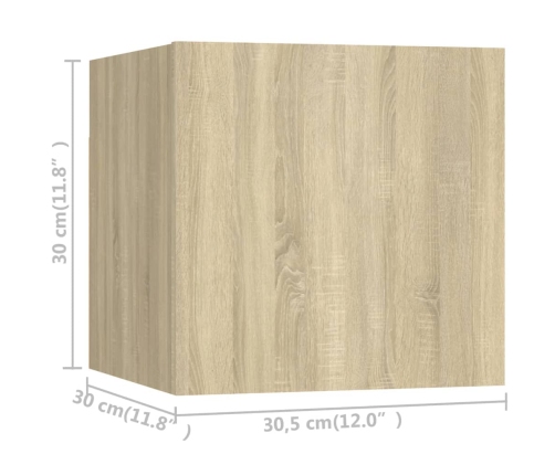 Muebles de pared para TV 8 uds color roble Sonoma 30,5x30x30cm