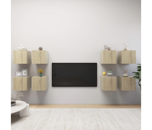 Muebles de pared para TV 8 uds color roble Sonoma 30,5x30x30cm