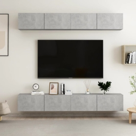 Juego de muebles de salón 4 piezas gris hormigón 100x30x30 cm