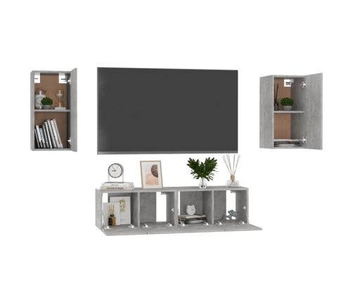 Set de muebles de salón 4 pzas madera ingeniería gris hormigón