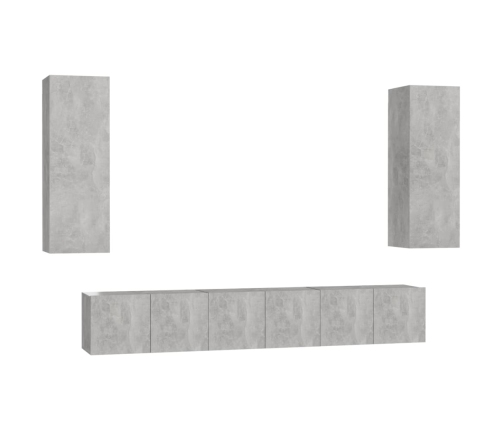 Juego de muebles de salón 5 piezas gris hormigón