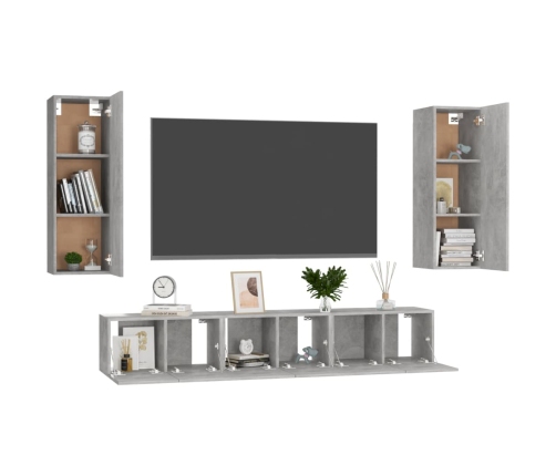 Juego de muebles de salón 5 piezas gris hormigón