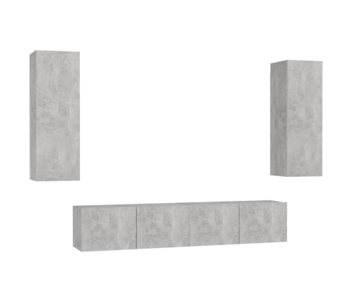 Set de muebles de salón 4 pzas madera ingeniería gris hormigón