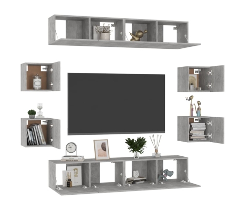 vidaXL Juego de muebles de salón 7 piezas gris hormigón