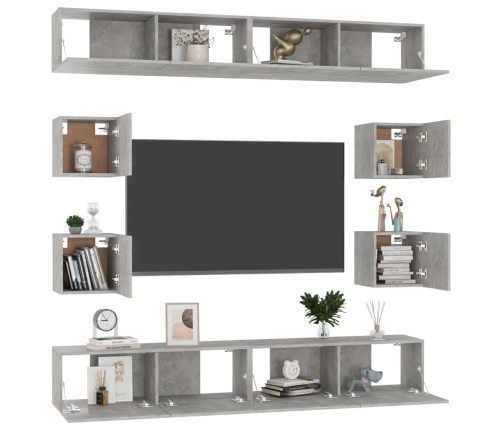 Juego de muebles de salón 8 piezas gris hormigón