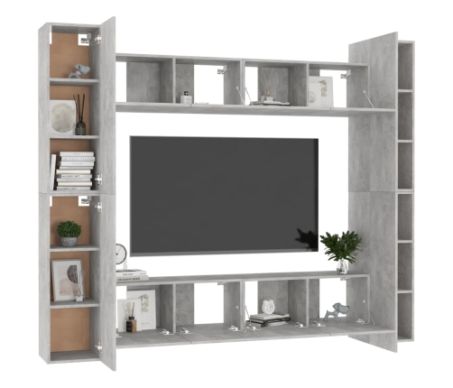 Set de muebles de salón 8 pzas madera ingeniería gris hormigón