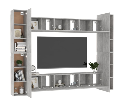 Set de muebles de salón 10 pzas madera ingeniería gris hormigón