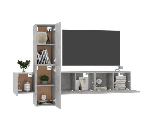 Set de muebles de salón 5 pzas madera ingeniería gris hormigón