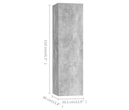 Set de muebles de salón 3 pzas madera ingeniería gris hormigón