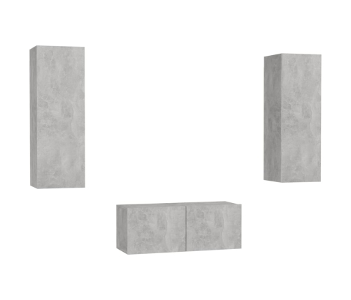 Set de muebles de salón 3 pzas madera ingeniería gris hormigón