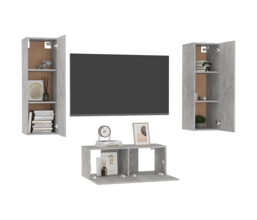 Set de muebles de salón 3 pzas madera ingeniería gris hormigón