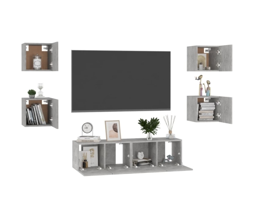 Set de muebles de salón 6 pzas madera ingeniería gris hormigón