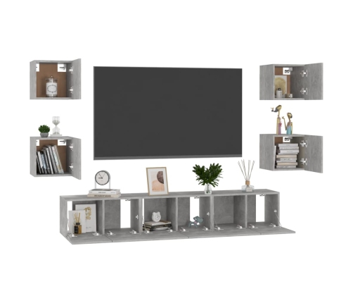 Set de muebles de salón 7 pzas madera ingeniería gris hormigón