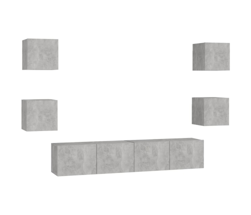 Set de muebles de salón 6 pzas madera ingeniería gris hormigón