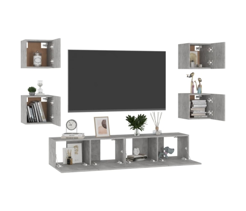 Set de muebles de salón 6 pzas madera ingeniería gris hormigón